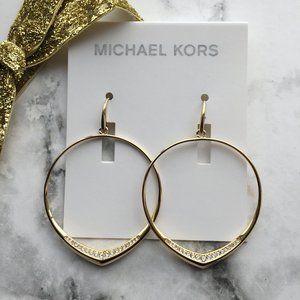 MICHAEL KORS Gold Hoop Pave Crystal Earrings NWT